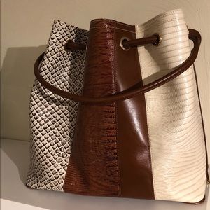 Brahmin large bucket bag, brown and tan.